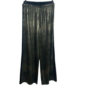 Free People Gold Metallic Wide Leg Track Pants Women Size XS BLEMISH